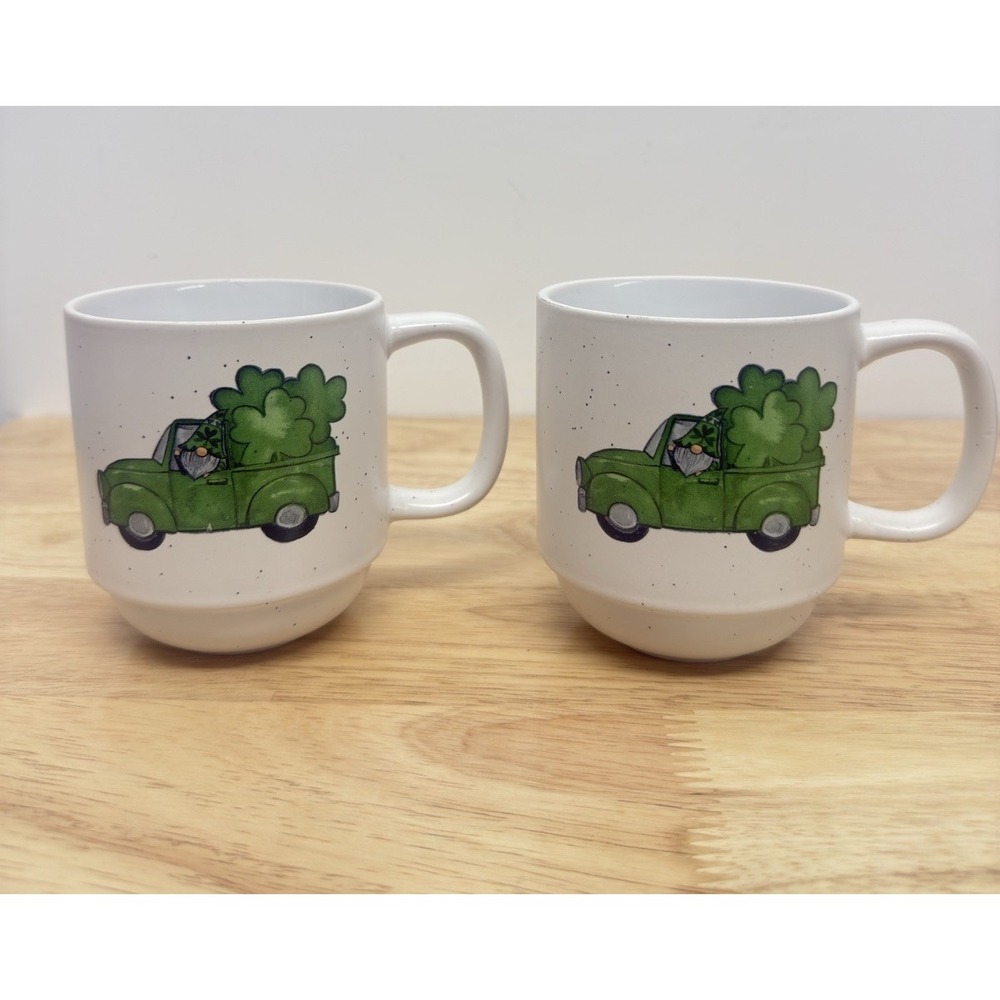 Gnome‎ Coffee Mugs Set Of 2. Four Leaf Clover. St. Patrick's Sheffield Home. #14